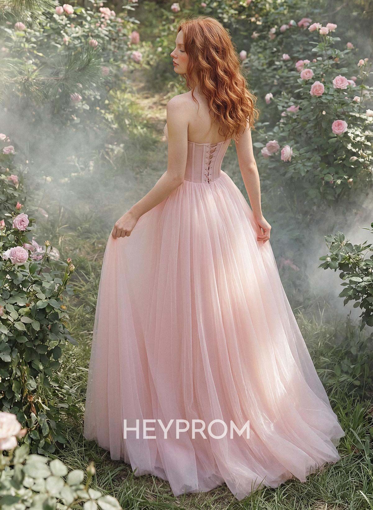 A-Line Sweetheart Floor-Length Tulle Sleeveless Prom Dress