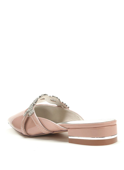 Closed Toe Patent Leather Low Heel Shoes/Party Shoes With Rhinestone