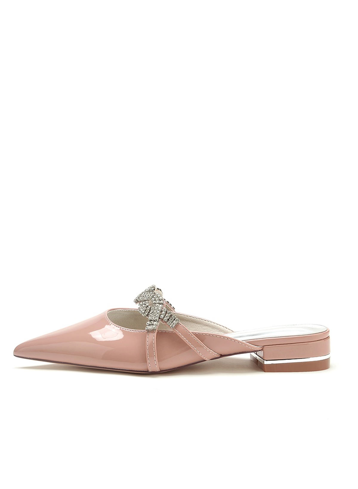 Closed Toe Patent Leather Low Heel Shoes/Party Shoes With Rhinestone