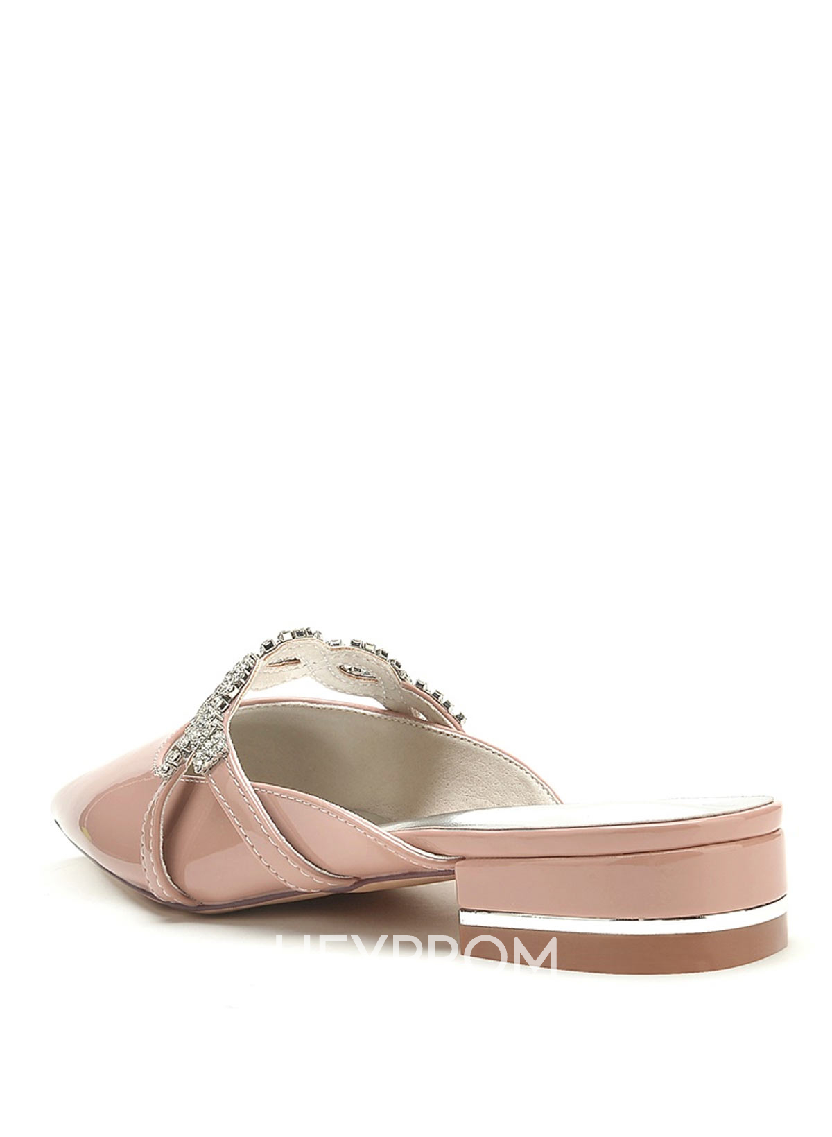 Closed Toe Patent Leather Low Heel Shoes/Party Shoes With Rhinestone