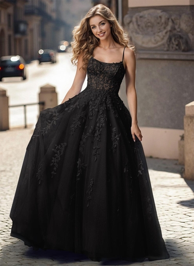 Illusion Corset Cross Back Princess Ball Gown Prom Dresses With Floral Applique