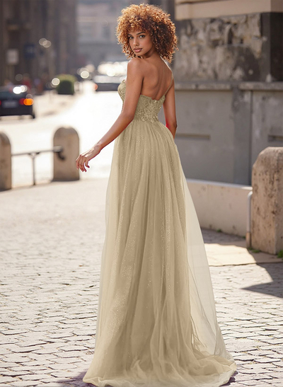 Exquisite Floral Applique Plunge One-Shoulder Tulle Prom Dresses