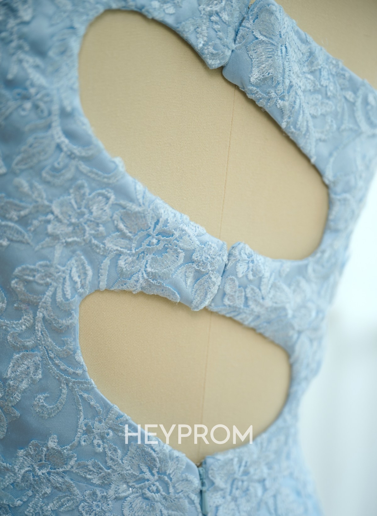 Unique One-Shoulder Cutout In Back Prom Dresses With Lace Applique
