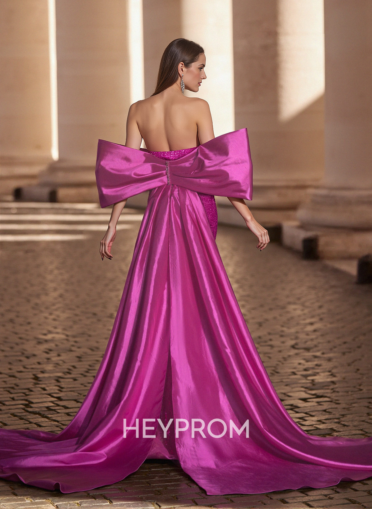 Luxury Sweetheart Off-The-Shoulder Sweep Train Satin/Lace Prom Dresses