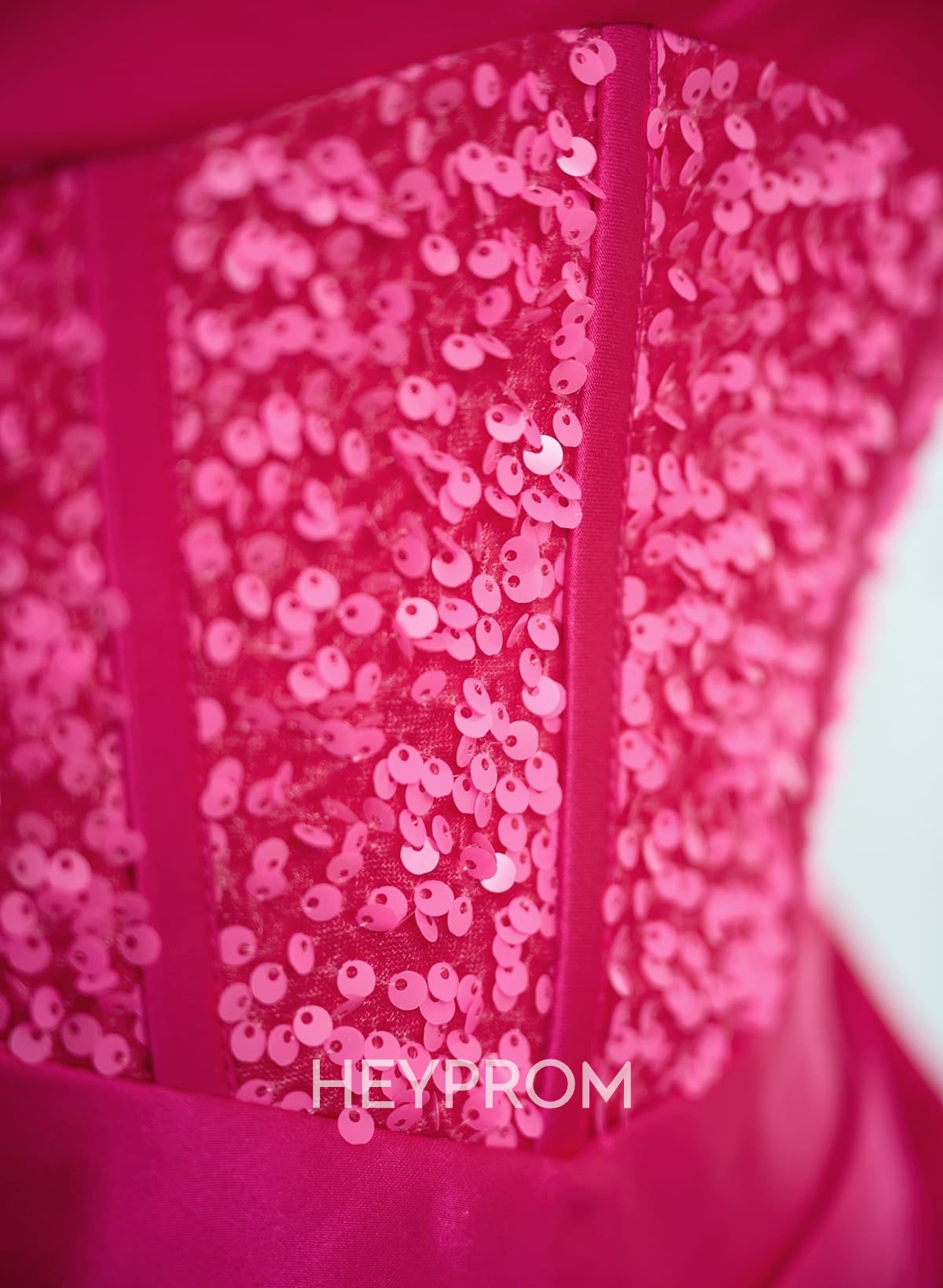 Elegant One-Shoulder Sequins Corset High Split Satin Prom Dresses With Sweeping Side Drape