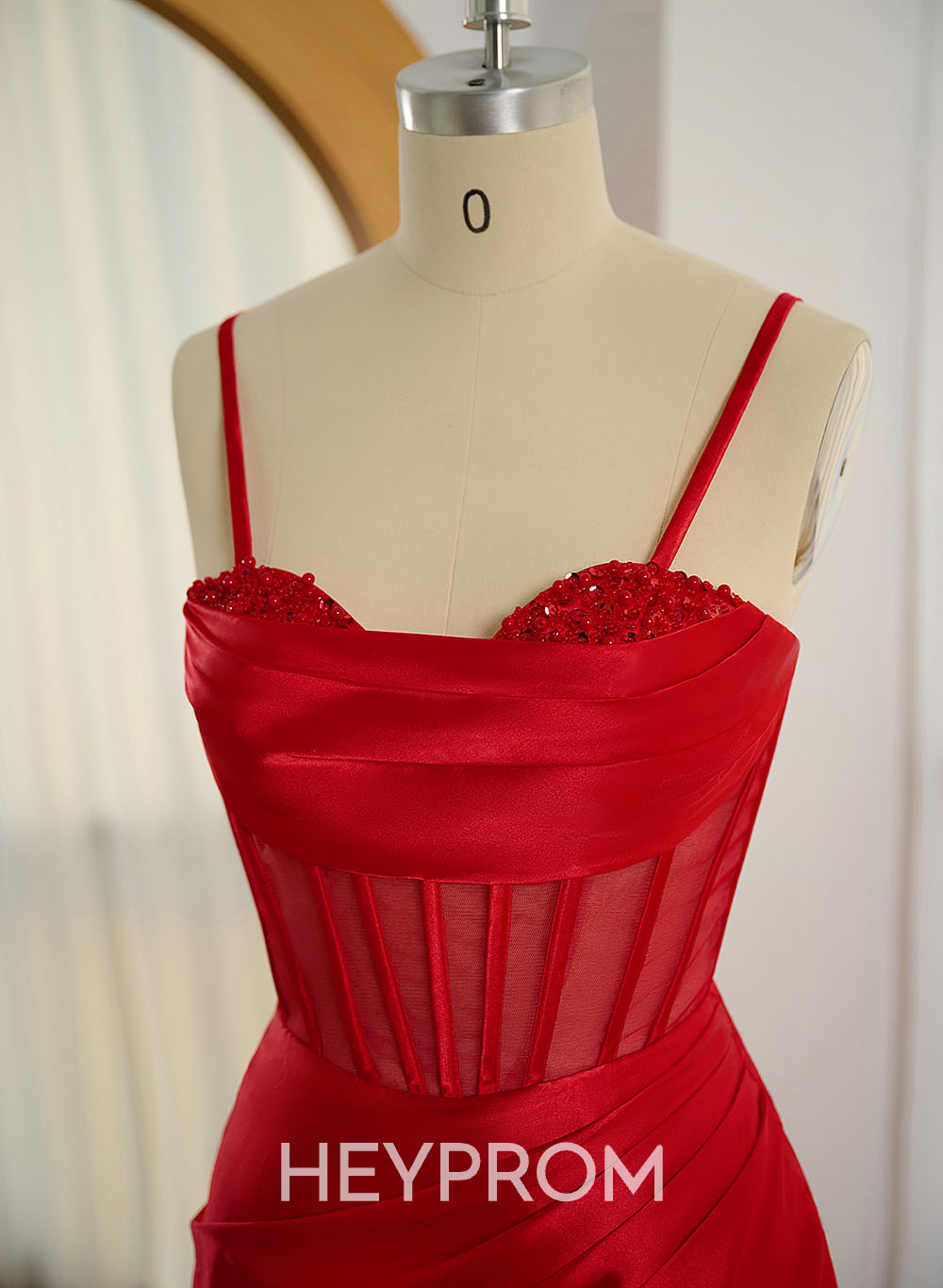 Sexy Sweetheart Sleeveless Silk Like Satin Lace Up Back Prom Dresses With High Split