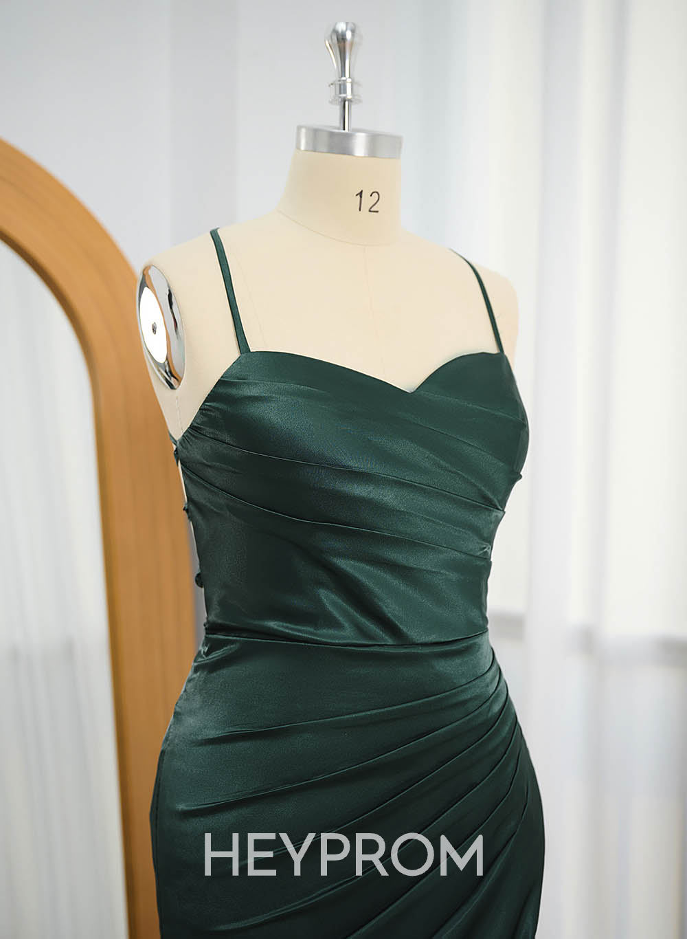 Classic Square Neckline High Split Court Train Silk Like Satin Prom Dresses