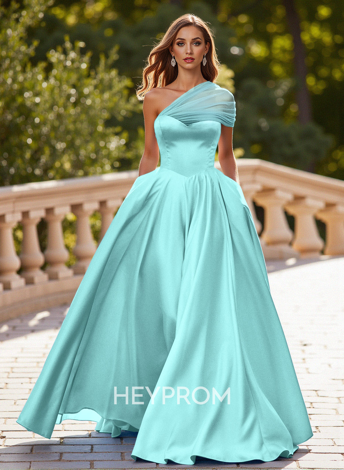 Whimsical A-Line One-Shoulder Satin Prom Dresses