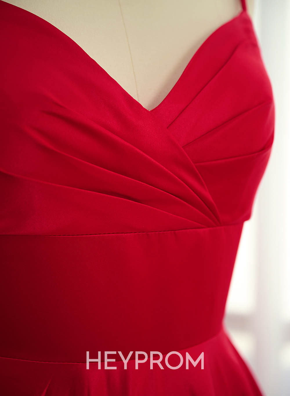 Unique V-Neck A-Line Sweep Train Satin Prom Dresses With Bow(s)