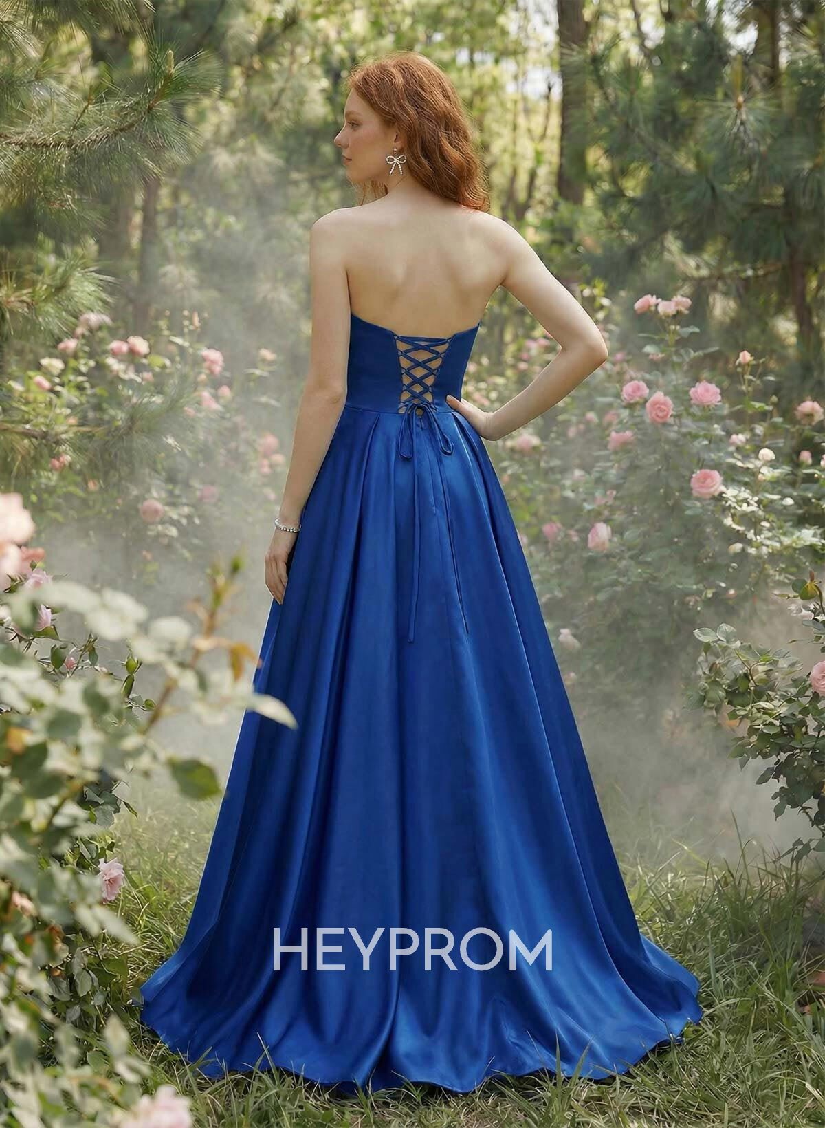 Elegant Sweetheart A-Line Floor-Length Satin Prom Dresses With Bow(s)