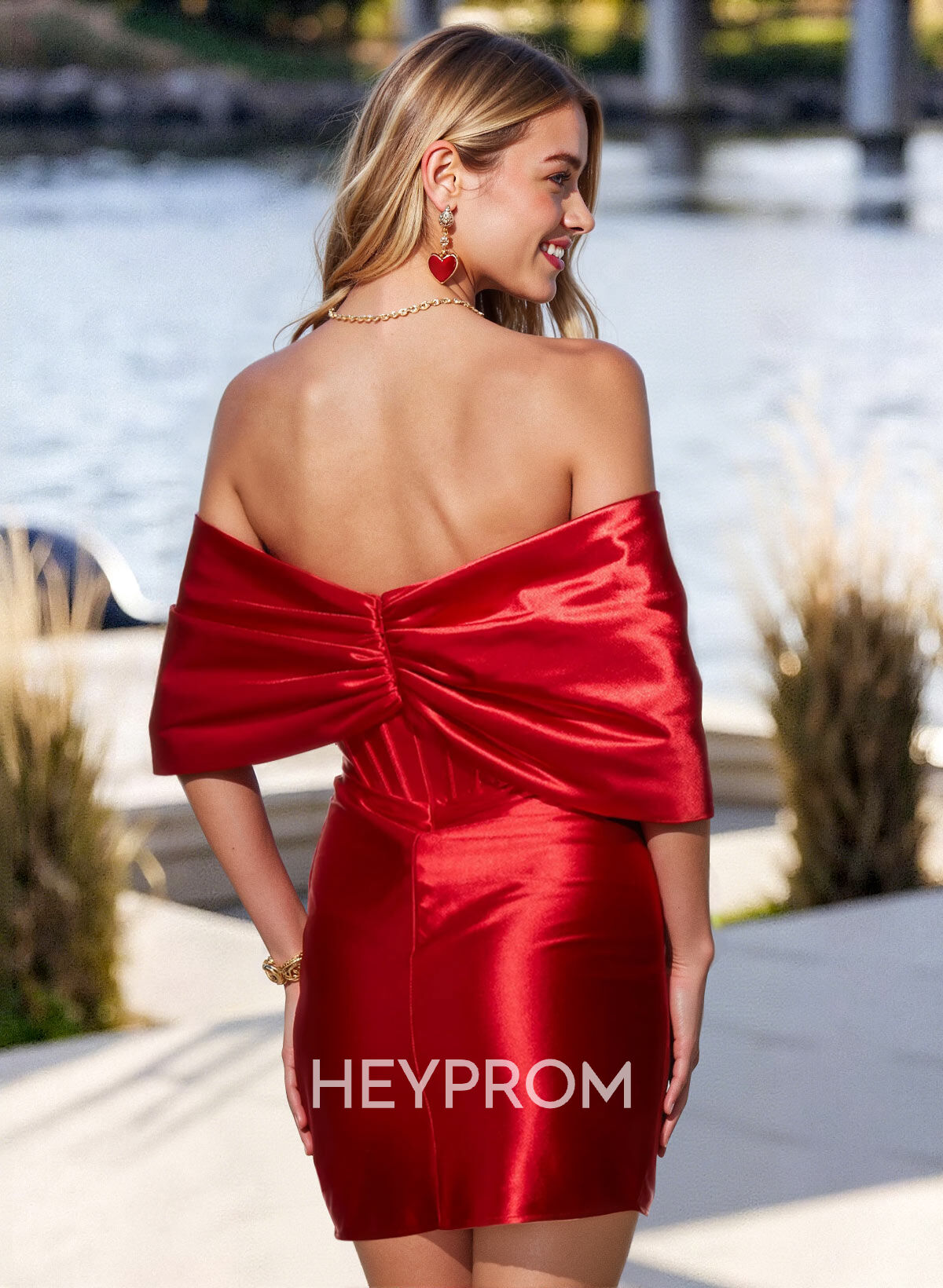 Sheath Column Sweetheart Sleeveless Short Mini Stretch Satin Knit Homecoming Dresses With Bow(s)