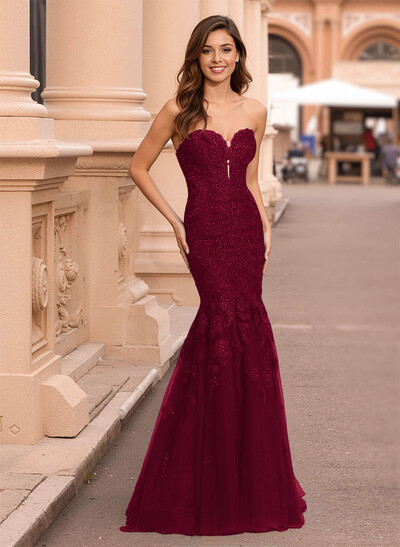 Flattering Sweetheart Mermaid Floor-Length Lace/Tulle Prom Dresses