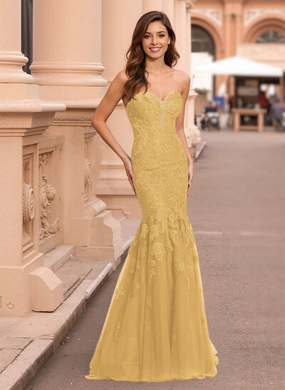Flattering Sweetheart Mermaid Floor-Length Lace/Tulle Prom Dresses