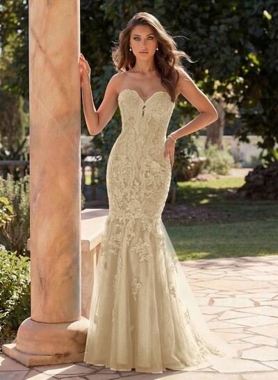 Flattering Sweetheart Mermaid Floor-Length Lace/Tulle Prom Dresses