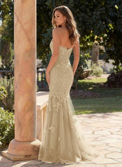 Flattering Sweetheart Mermaid Floor-Length Lace/Tulle Prom Dresses