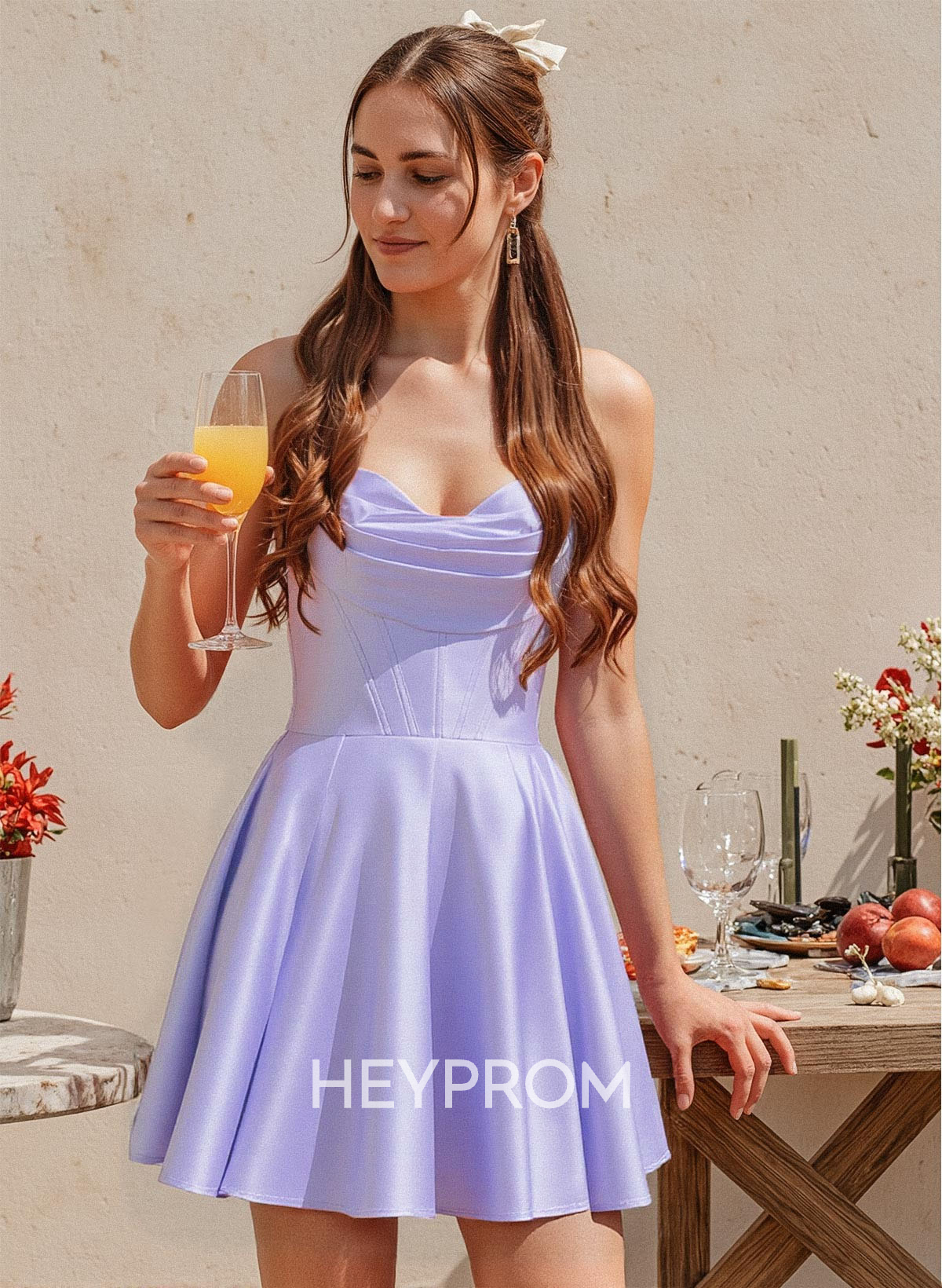 Simple Sweetheart Corset A-Line Short/Mini Matte Satin Homecoming Dresses