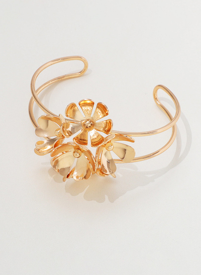 Metal Floral Open Bracelets