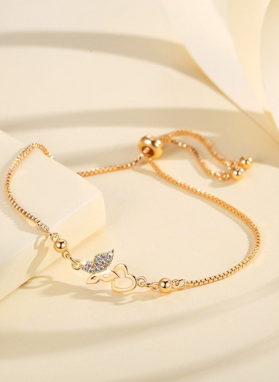 Copper-Set Zircon Butterfly Heart Bracelets