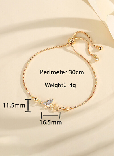 Copper-Set Zircon Butterfly Heart Bracelets