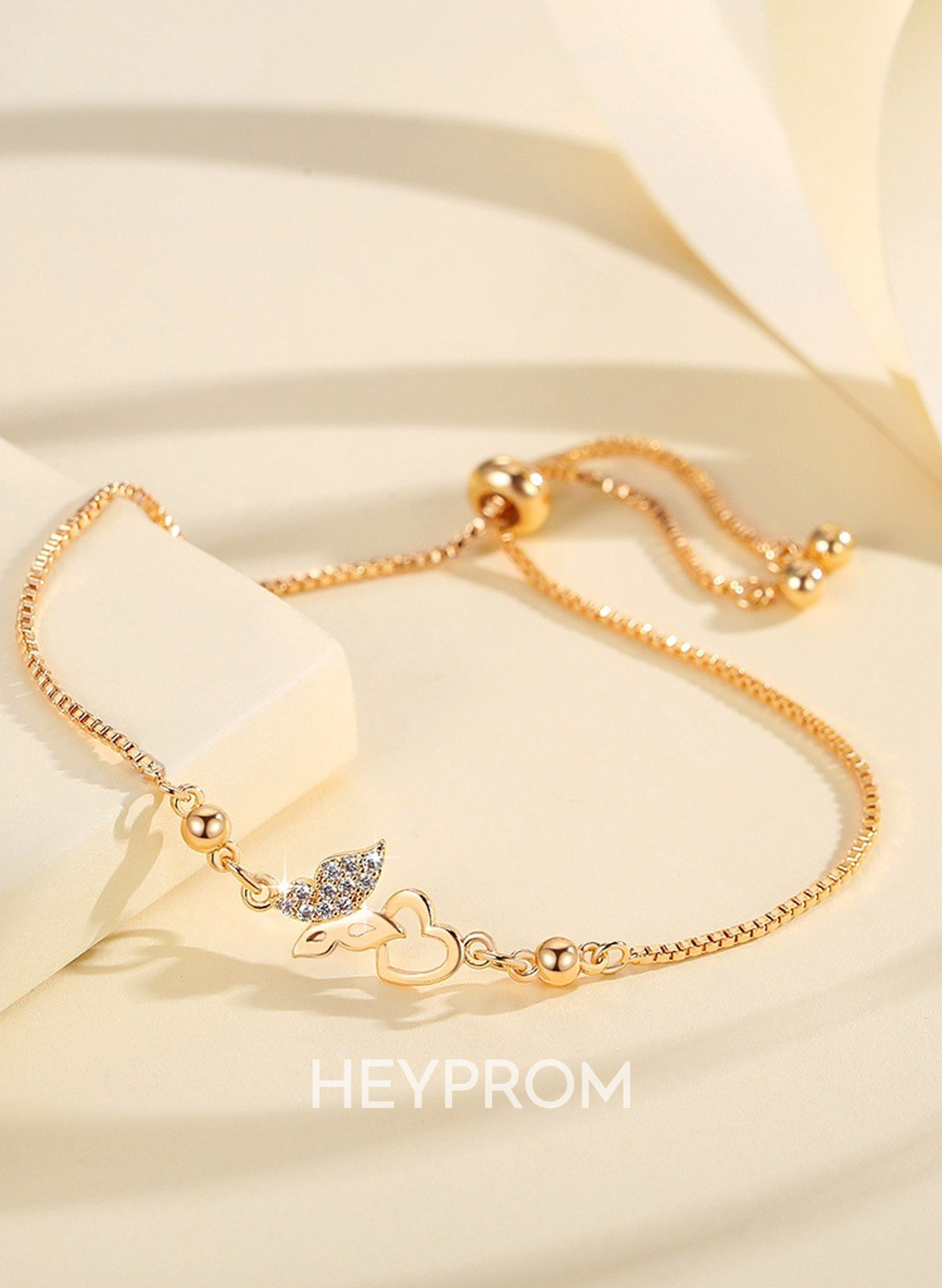 Copper-Set Zircon Butterfly Heart Bracelets