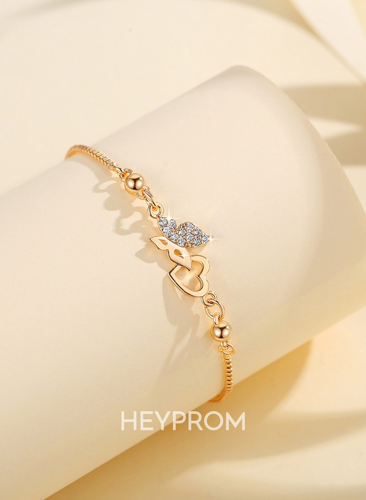 Copper-Set Zircon Butterfly Heart Bracelets