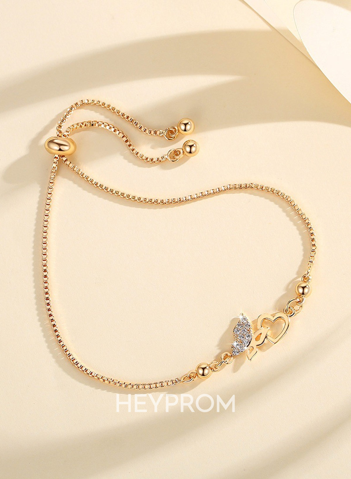 Copper-Set Zircon Butterfly Heart Bracelets