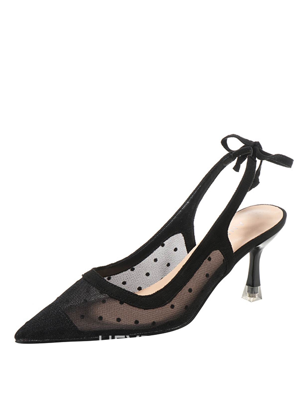 Elegant Bowknot Slingback Heel Mesh Point Toe Shoes For Party/Daily