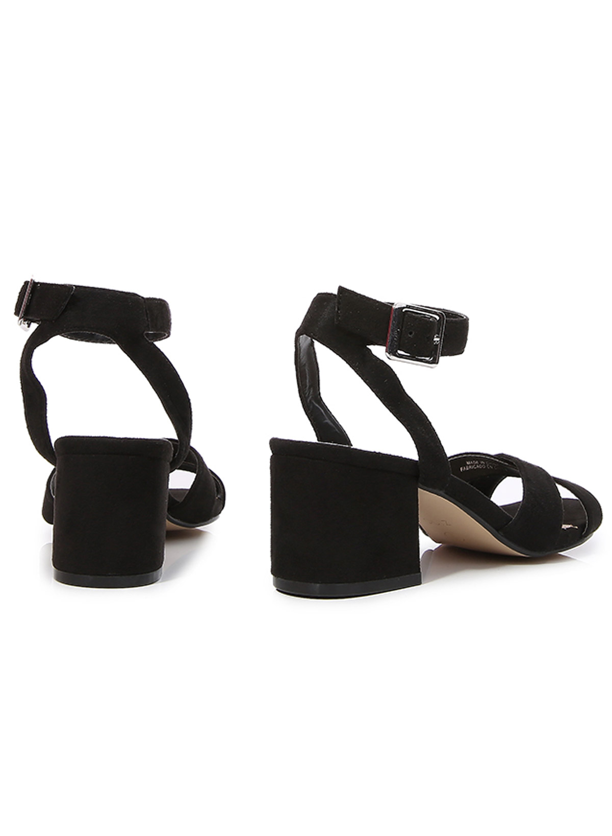 Open Toe Buckle Suede Chunky Heel Shoes