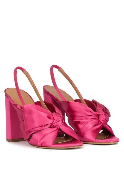 Bowknot Silk Satin Peep Toe Chunky Heel Slip On Party Shoes