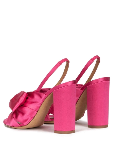 Bowknot Silk Satin Peep Toe Chunky Heel Slip On Party Shoes