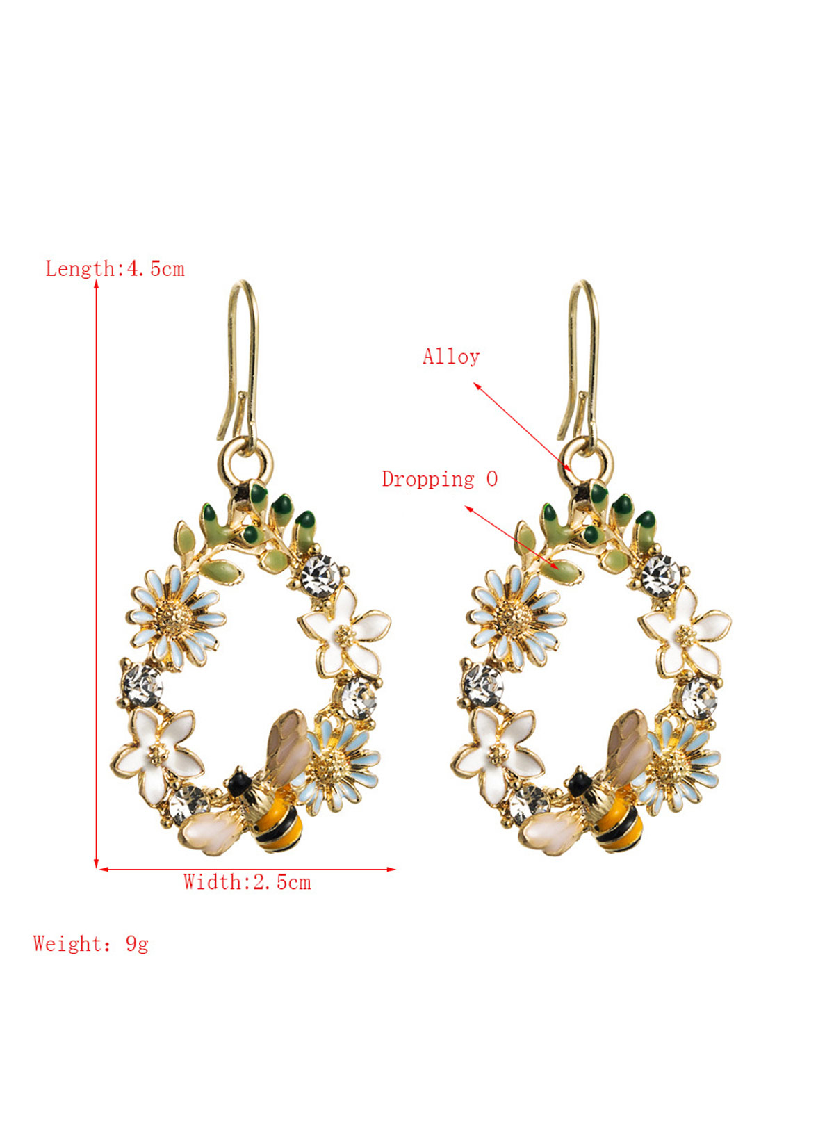 Colorful Butterfly And Bee Earrings With Diamonds