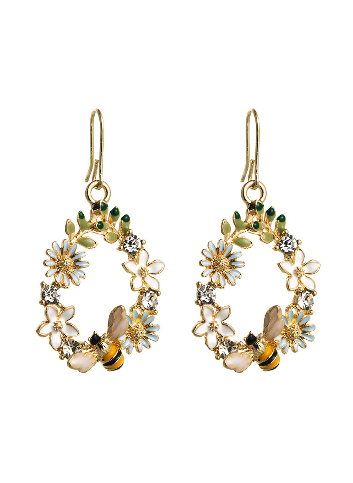 Colorful Butterfly And Bee Earrings With Diamonds