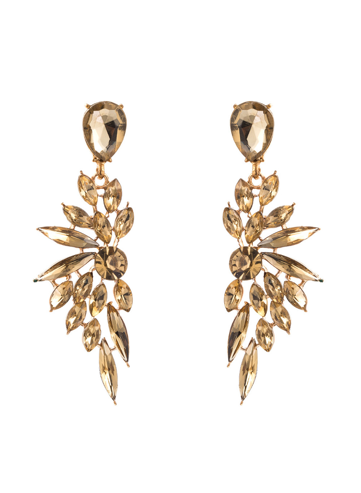 Diamond Studded Long Wing Earrings