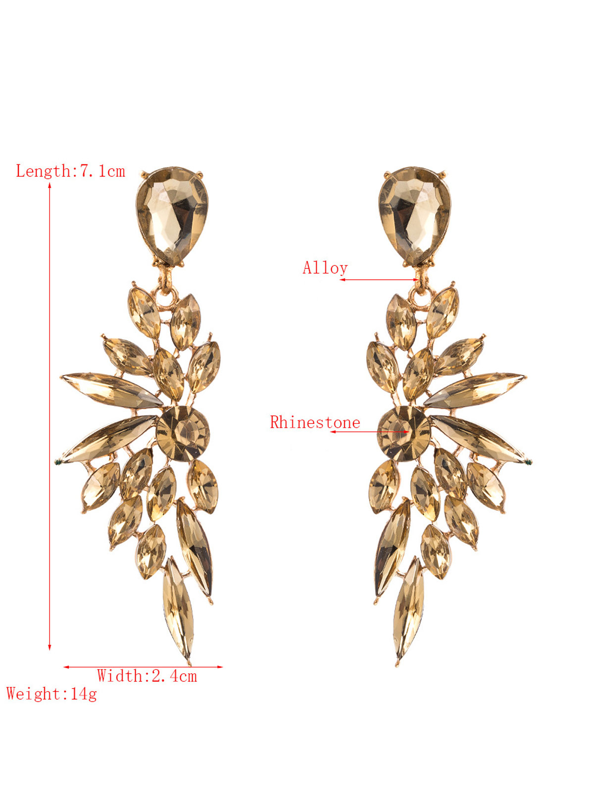 Diamond Studded Long Wing Earrings