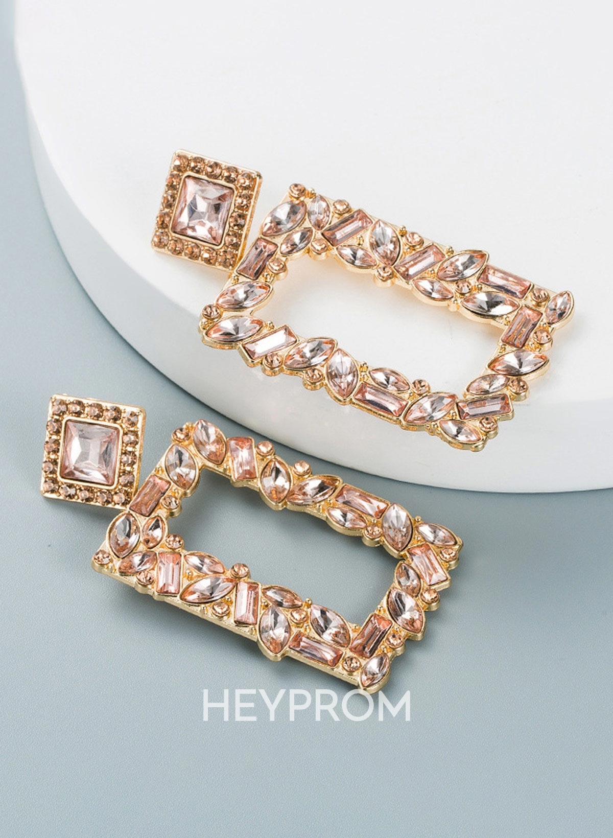 Geometric Square Alloy Earrings With Colored Crystals