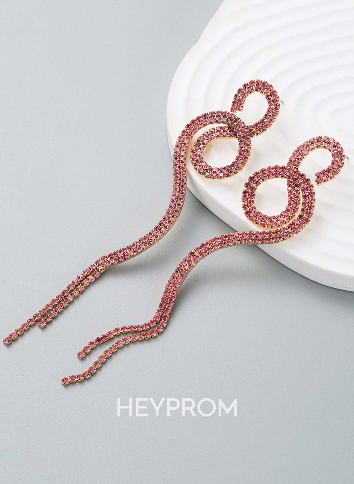 Snake Shaped Tassel Diamond Drop Earrings