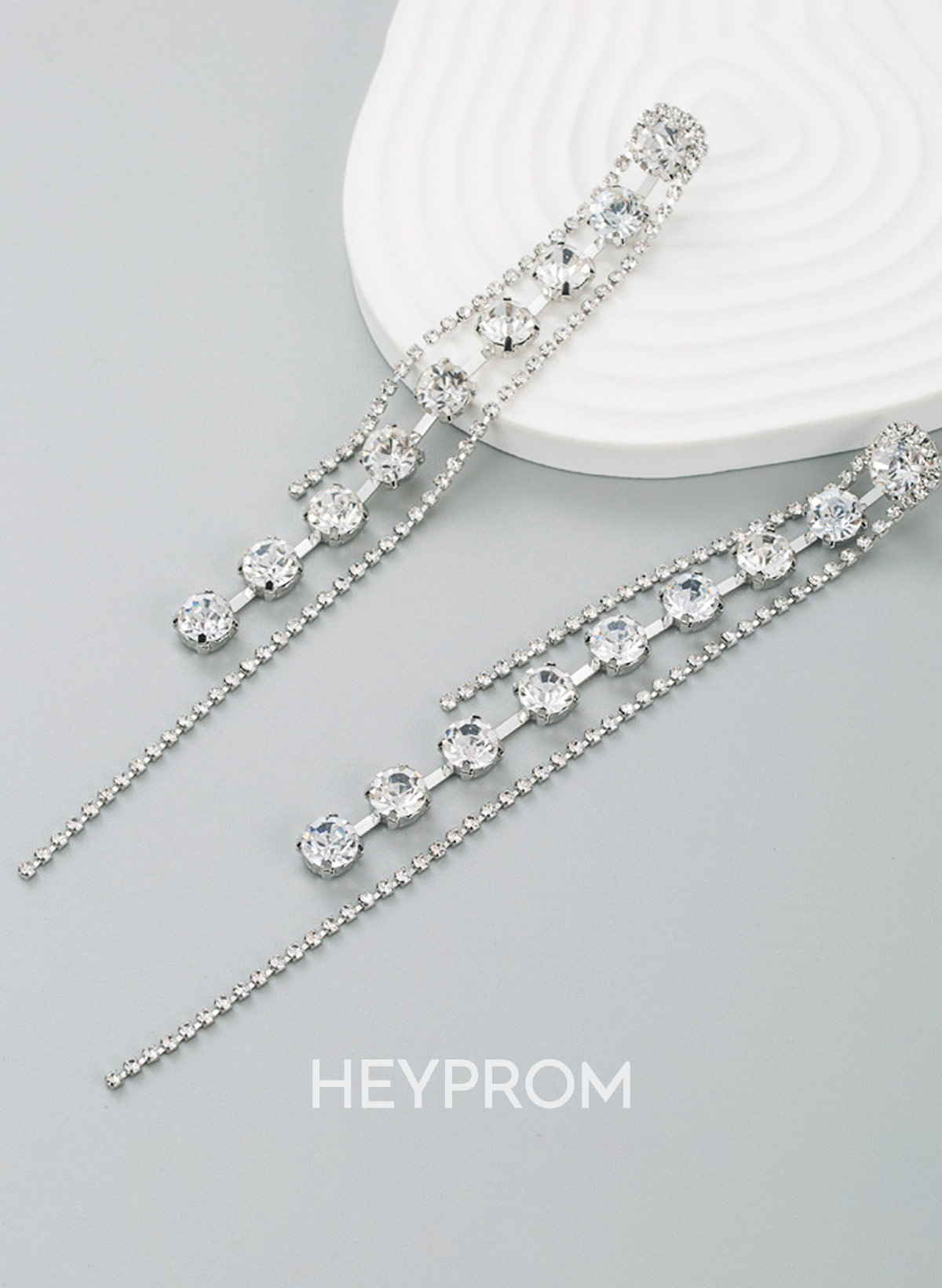 Long Diamond Studded Tassel Earrings