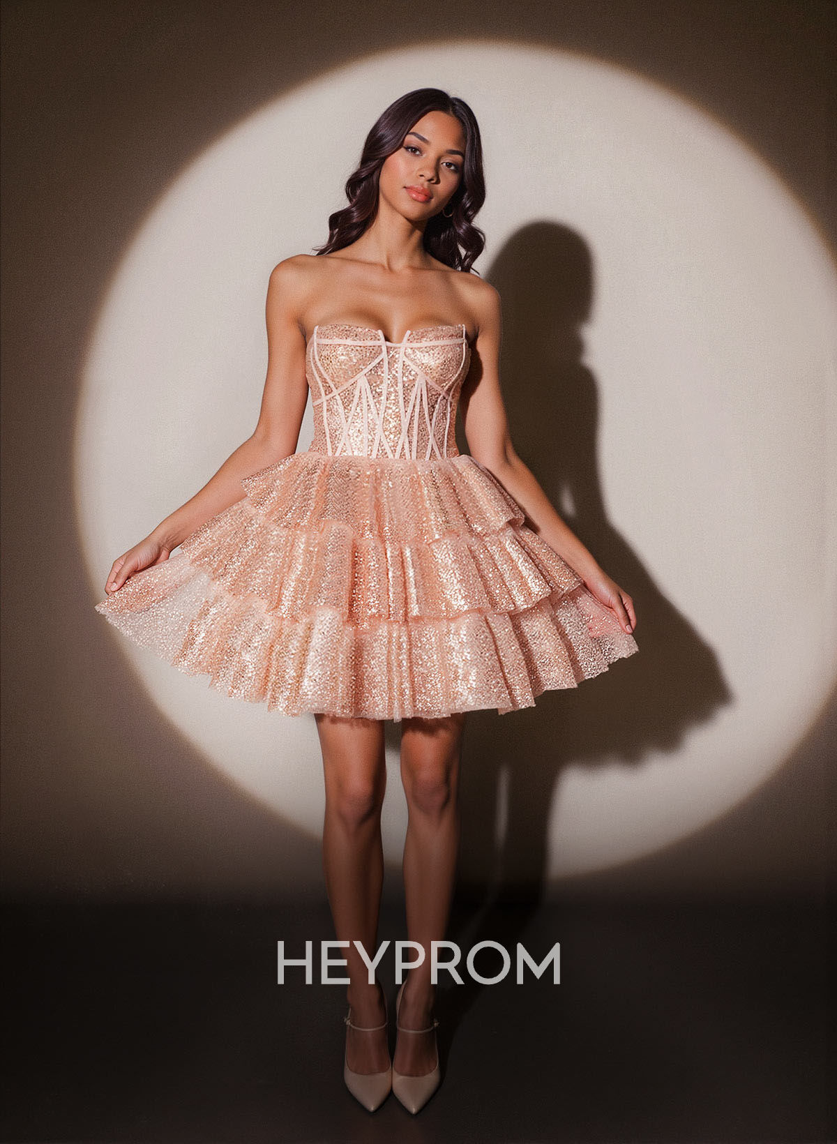 Sparkle & Shine Sweetheart Corset Short/Mini Tiered A-Line Sequined Homecoming Dresses