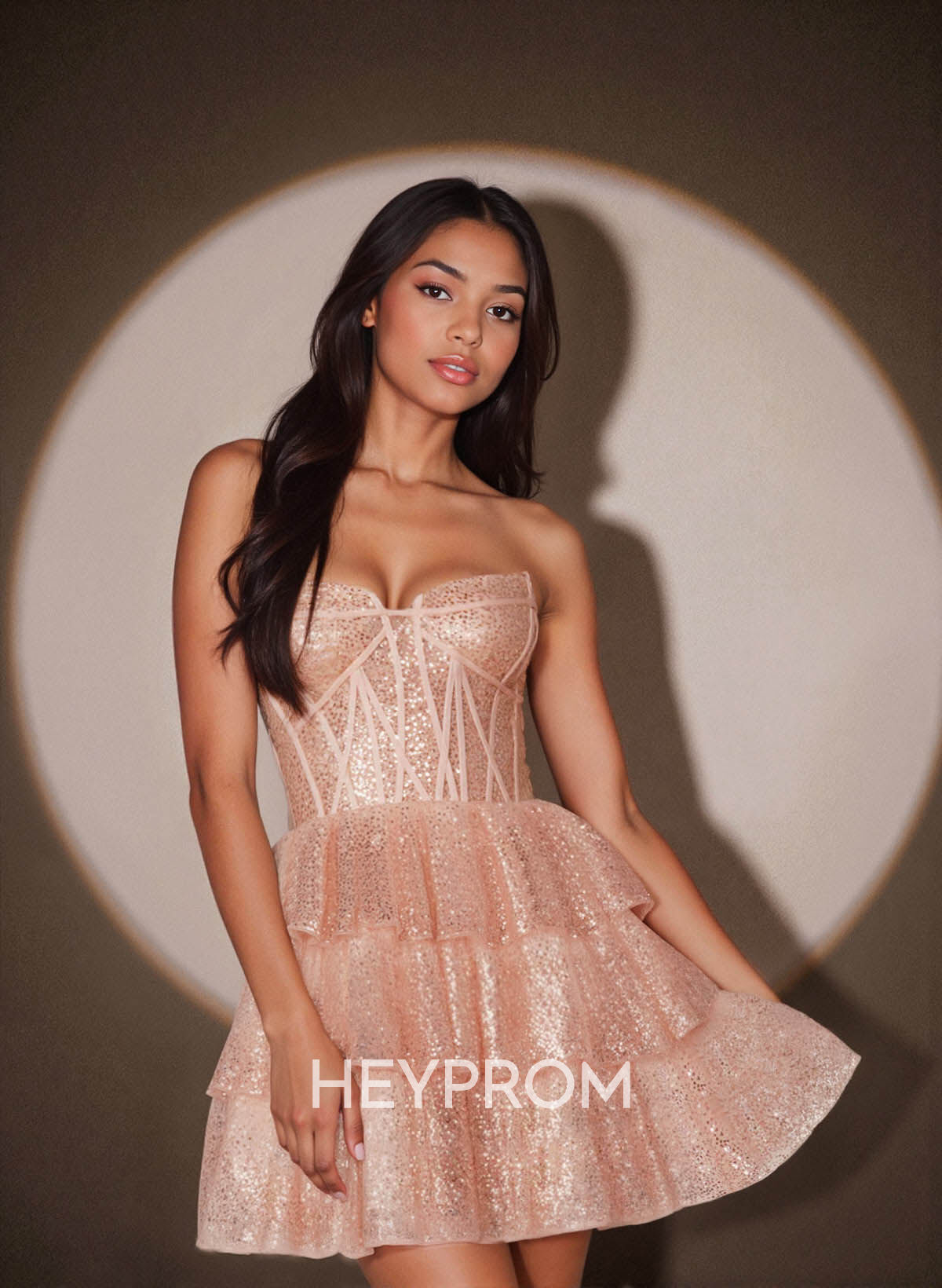 Sparkle & Shine Sweetheart Corset Short/Mini Tiered A-Line Sequined Homecoming Dresses