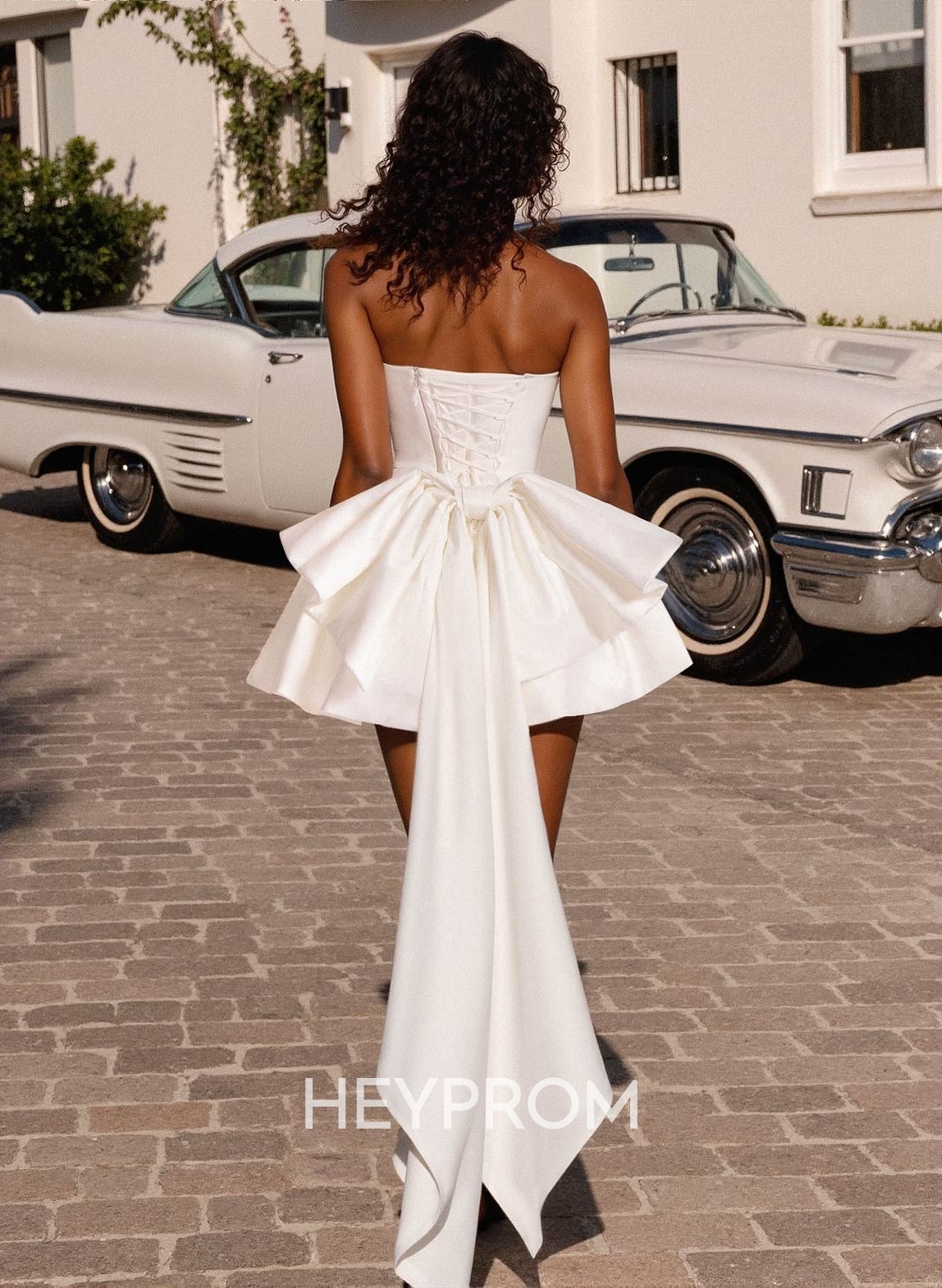 Elegant Cowl Neck Sleeveless A-Line Short/Mini Matte Satin Homecoming Dresses With Bow(s)