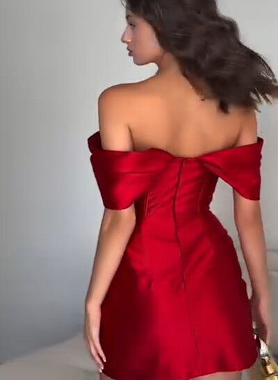Elegant Sweetheart Corset Ruched Short/Mini Stretch Satin Knit Homecoming Dresses