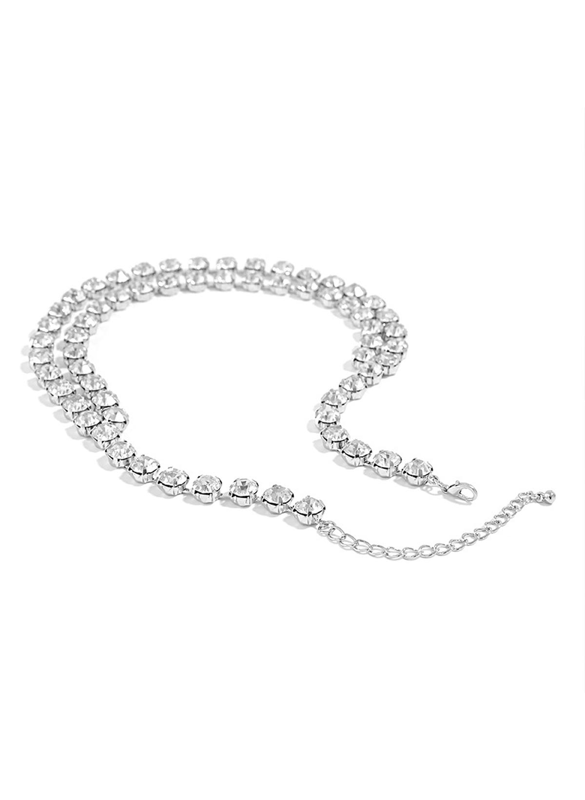 Beaded Rhinestone Double Layers Necklace