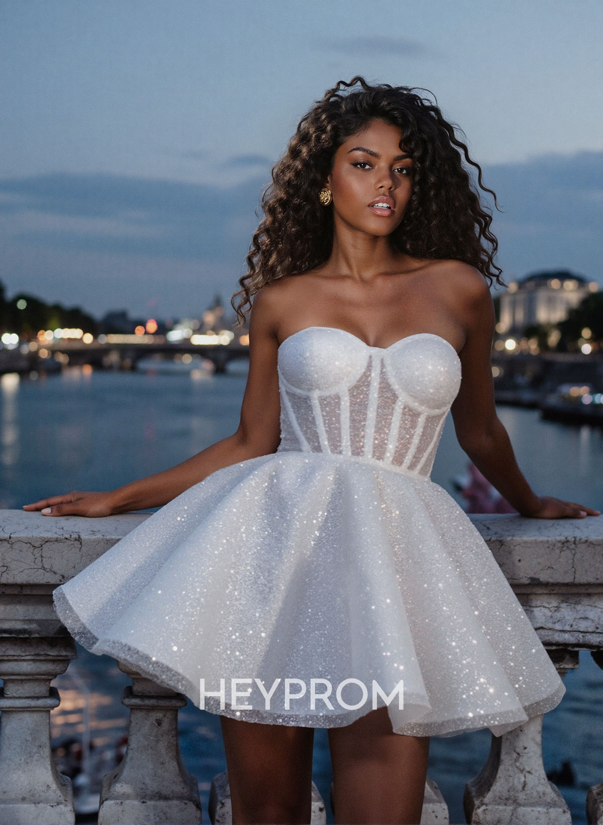 Sparkle & Shine Sweetheart Illusion Corset A-Line Short/Mini Tulle Homecoming Dresses