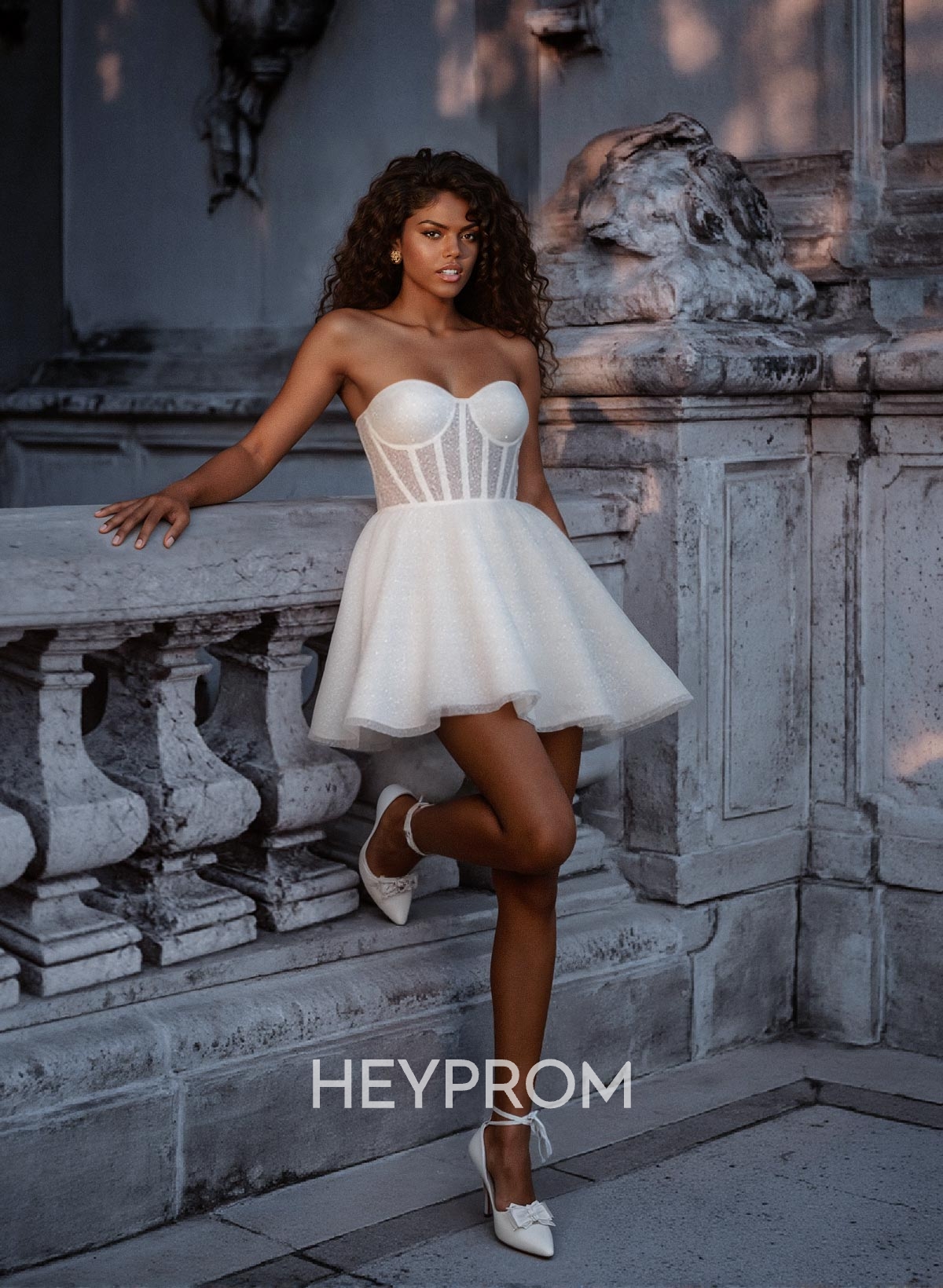 Sparkle & Shine Sweetheart Illusion Corset A-Line Short/Mini Tulle Homecoming Dresses