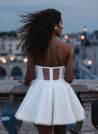 Sparkle & Shine Sweetheart Illusion Corset A-Line Short/Mini Tulle Homecoming Dresses