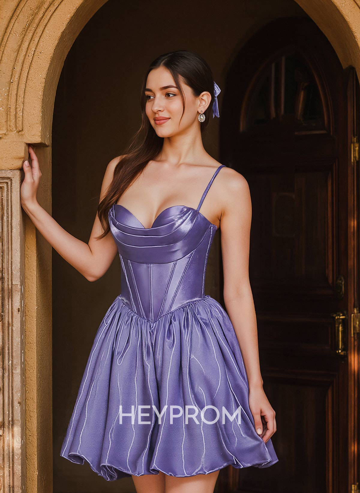 Sparkle & Shine Sweetheart Sleeveless A-Line Short/Mini Liquid Satin Homecoming Dresses