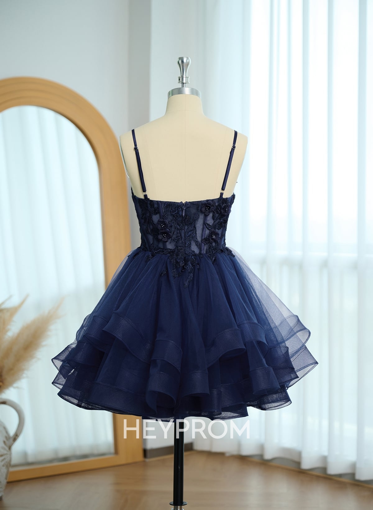 Lace Sweetheart Flower(s) Illusion Corset Ruffle Tulle A-Line Short/Mini Homecoming Dresses