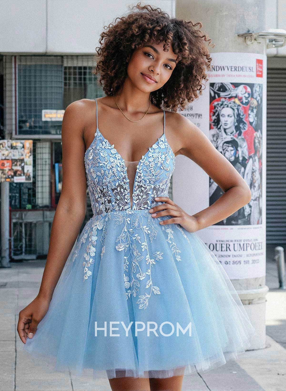 Flower(s) Lace Sweetheart Criss Cross Back A-Line Short/Mini Tulle Homecoming Dresses