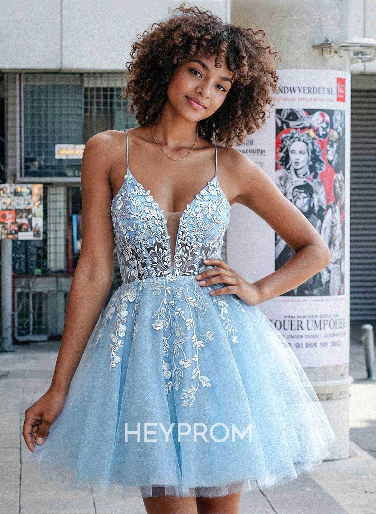 Flower(s) Lace Sweetheart Criss Cross Back A-Line Short/Mini Tulle Homecoming Dresses