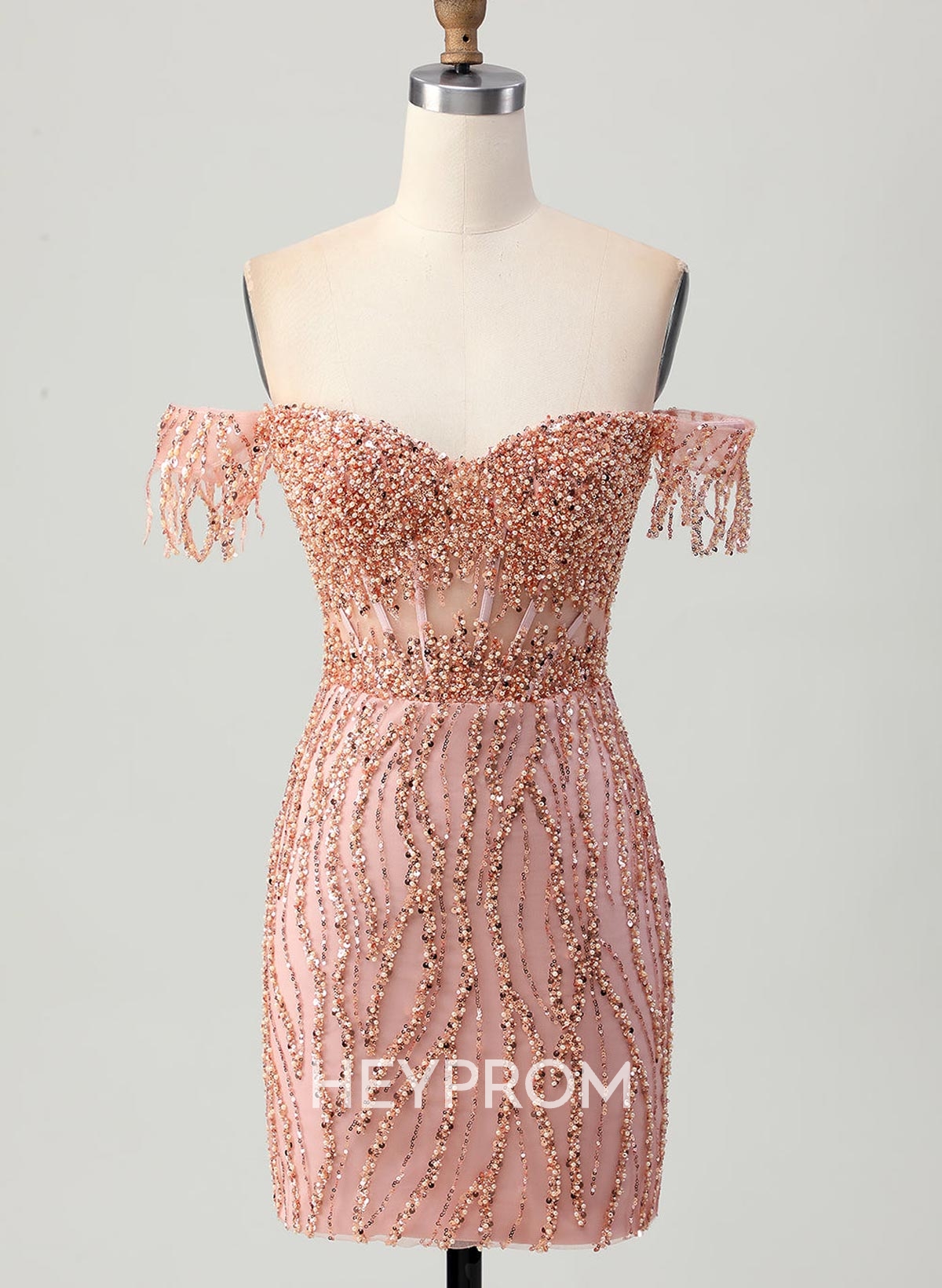 Elegant Sweetheart Off-The-Shoulder Short/Mini Lace/Sequined Homecoming Dresses With Beading